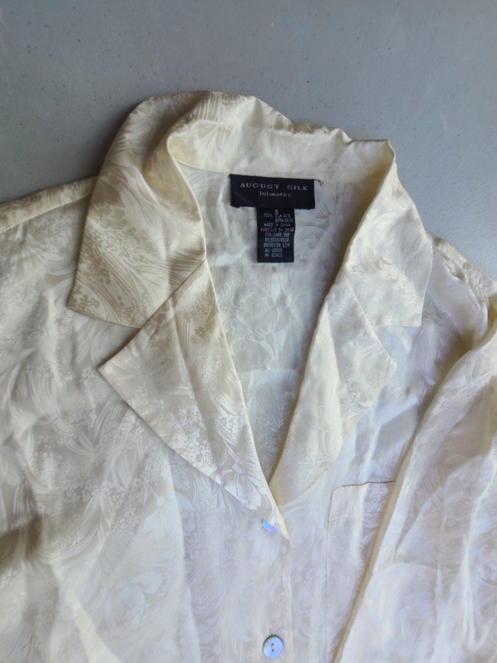 August Silk Cream Silk-Blend Men's Dress Shirt Jacket